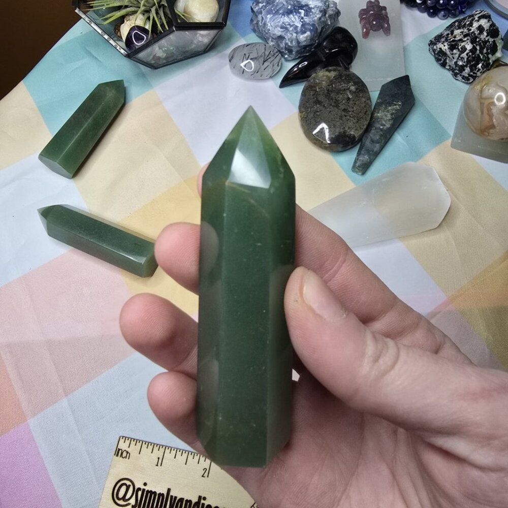 Green Aventurine Tower 3.5 Inch – Healing Crystal Point for Heart Chakra, Luck - Picture 2 of 4